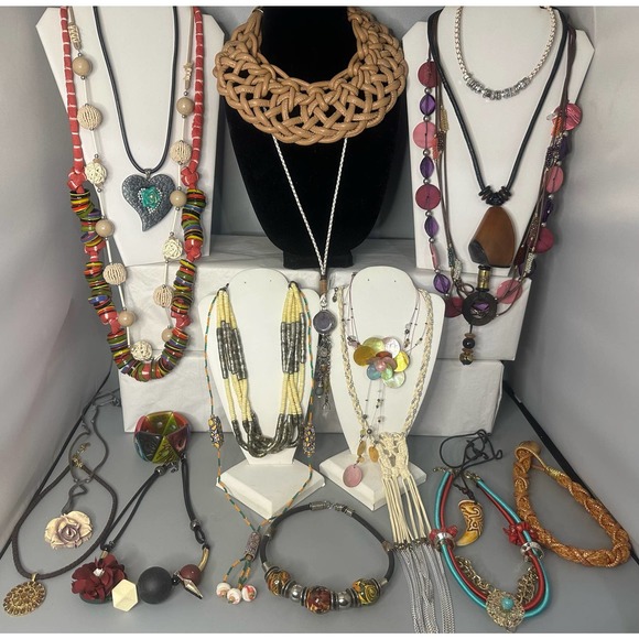 Mixed Lots Jewelry - 21 vintage to now boho bohemian artsy earthly colorful jewelry necklace bracelet